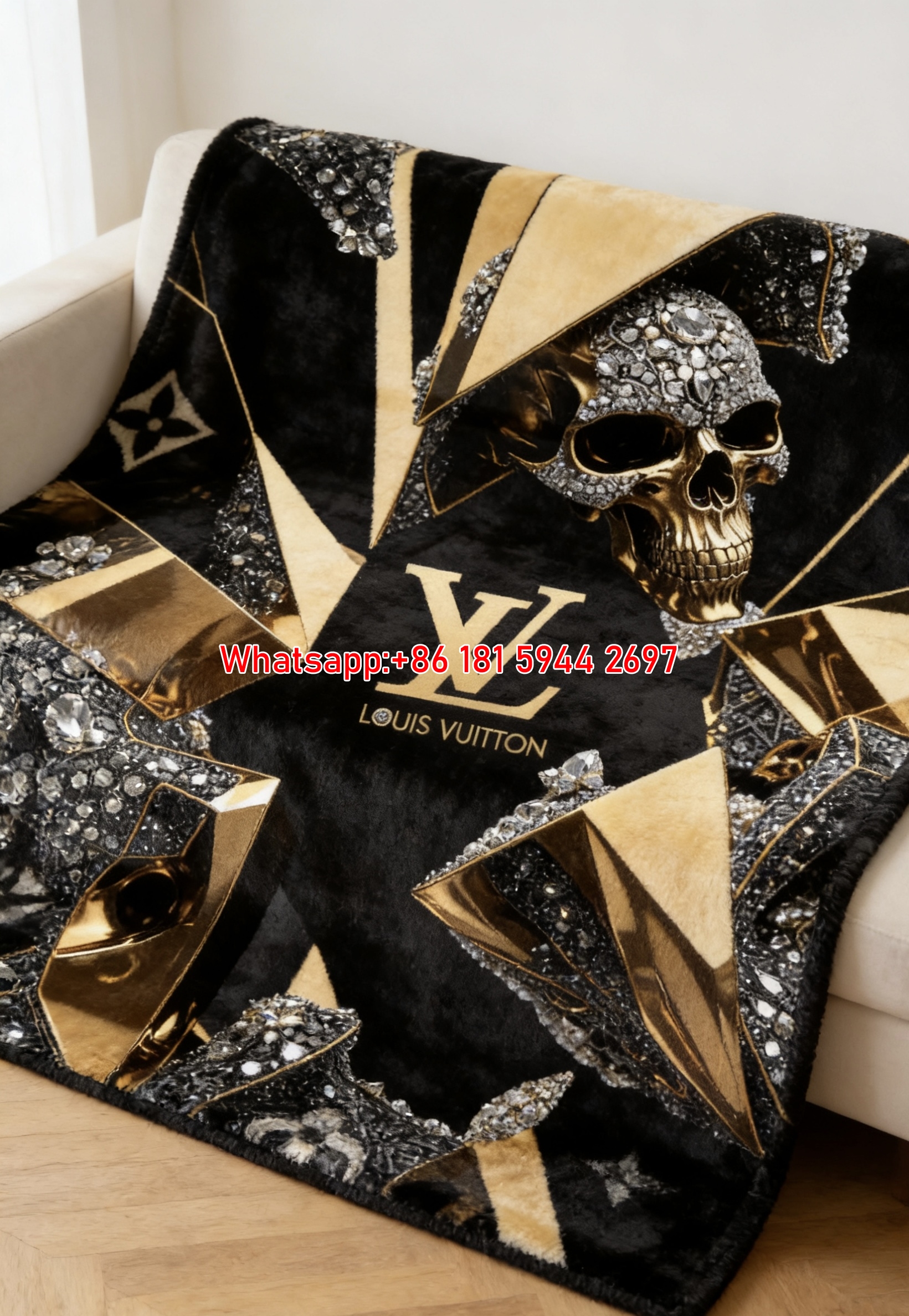 LV Crystal Skull Throw Blanket IMG_2983